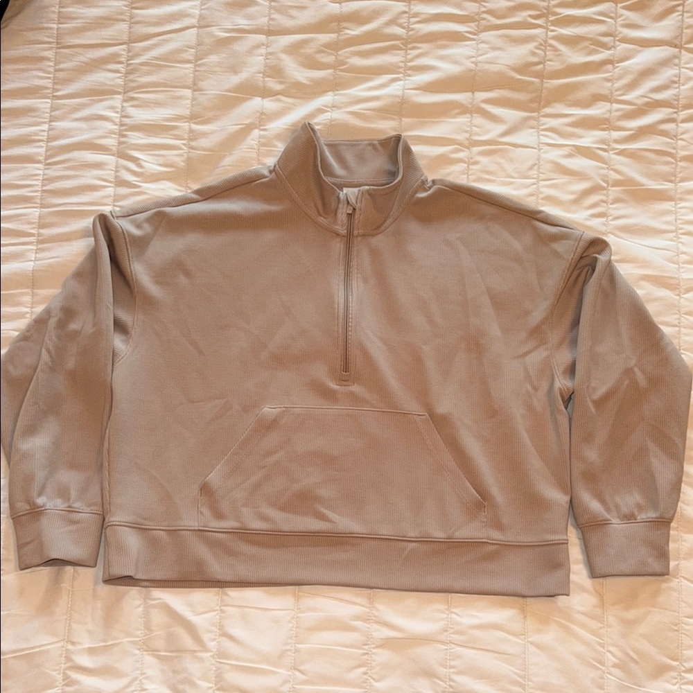 All in Motion Tan Half-Zip Sweatshirt Relaxed Fit